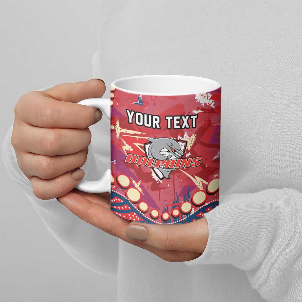 Personalized Dolphins Rugby Ceramic Mug Aboriginal Pattern with Graffiti Style Design