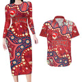 Personalized Dolphins Rugby Couples Matching Long Sleeve Bodycon Dress and Hawaiian Shirt Aboriginal Pattern with Graffiti Style Design