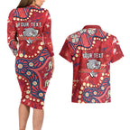 Personalized Dolphins Rugby Couples Matching Long Sleeve Bodycon Dress and Hawaiian Shirt Aboriginal Pattern with Graffiti Style Design