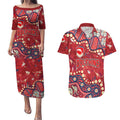 Personalized Dolphins Rugby Couples Matching Puletasi and Hawaiian Shirt Aboriginal Pattern with Graffiti Style Design