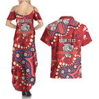 Personalized Dolphins Rugby Couples Matching Summer Maxi Dress and Hawaiian Shirt Aboriginal Pattern with Graffiti Style Design