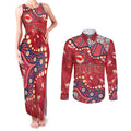 Personalized Dolphins Rugby Couples Matching Tank Maxi Dress and Long Sleeve Button Shirt Aboriginal Pattern with Graffiti Style Design