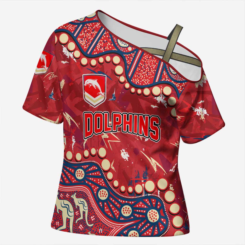 Personalized Dolphins Rugby Cross Shoulder Shirt Aboriginal Pattern with Graffiti Style Design