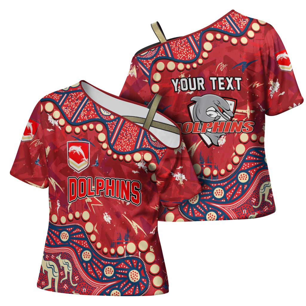 Personalized Dolphins Rugby Cross Shoulder Shirt Aboriginal Pattern with Graffiti Style Design