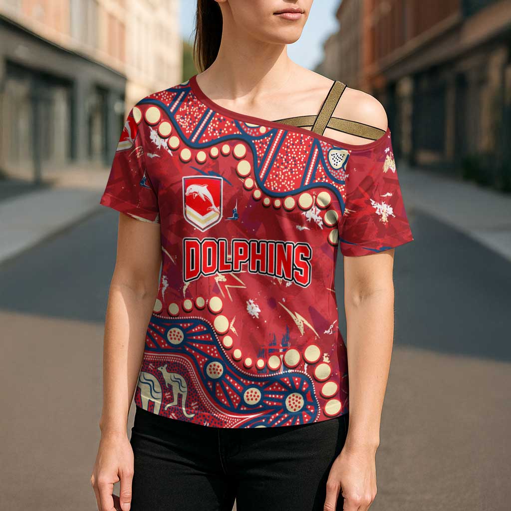 Personalized Dolphins Rugby Cross Shoulder Shirt Aboriginal Pattern with Graffiti Style Design