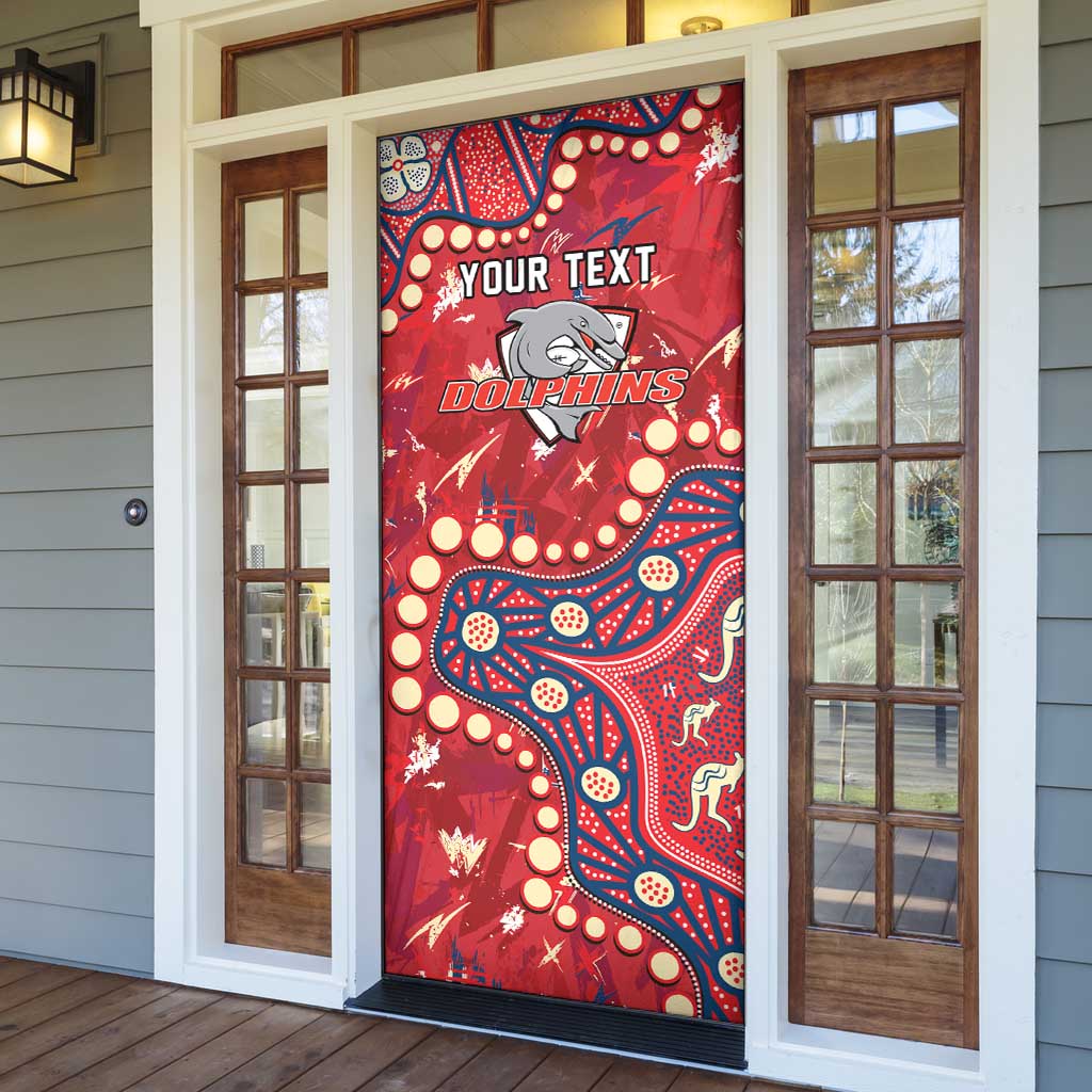 Personalized Dolphins Rugby Door Cover Aboriginal Pattern with Graffiti Style Design