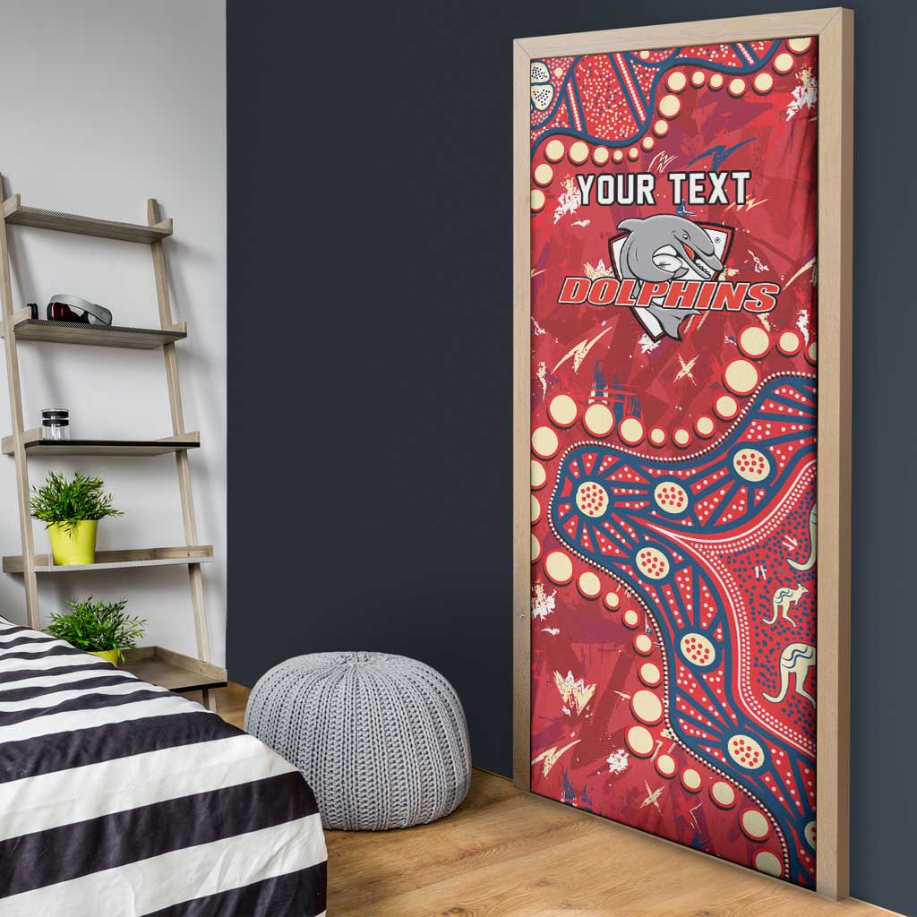Personalized Dolphins Rugby Door Cover Aboriginal Pattern with Graffiti Style Design