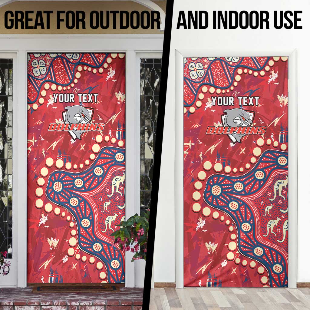 Personalized Dolphins Rugby Door Cover Aboriginal Pattern with Graffiti Style Design