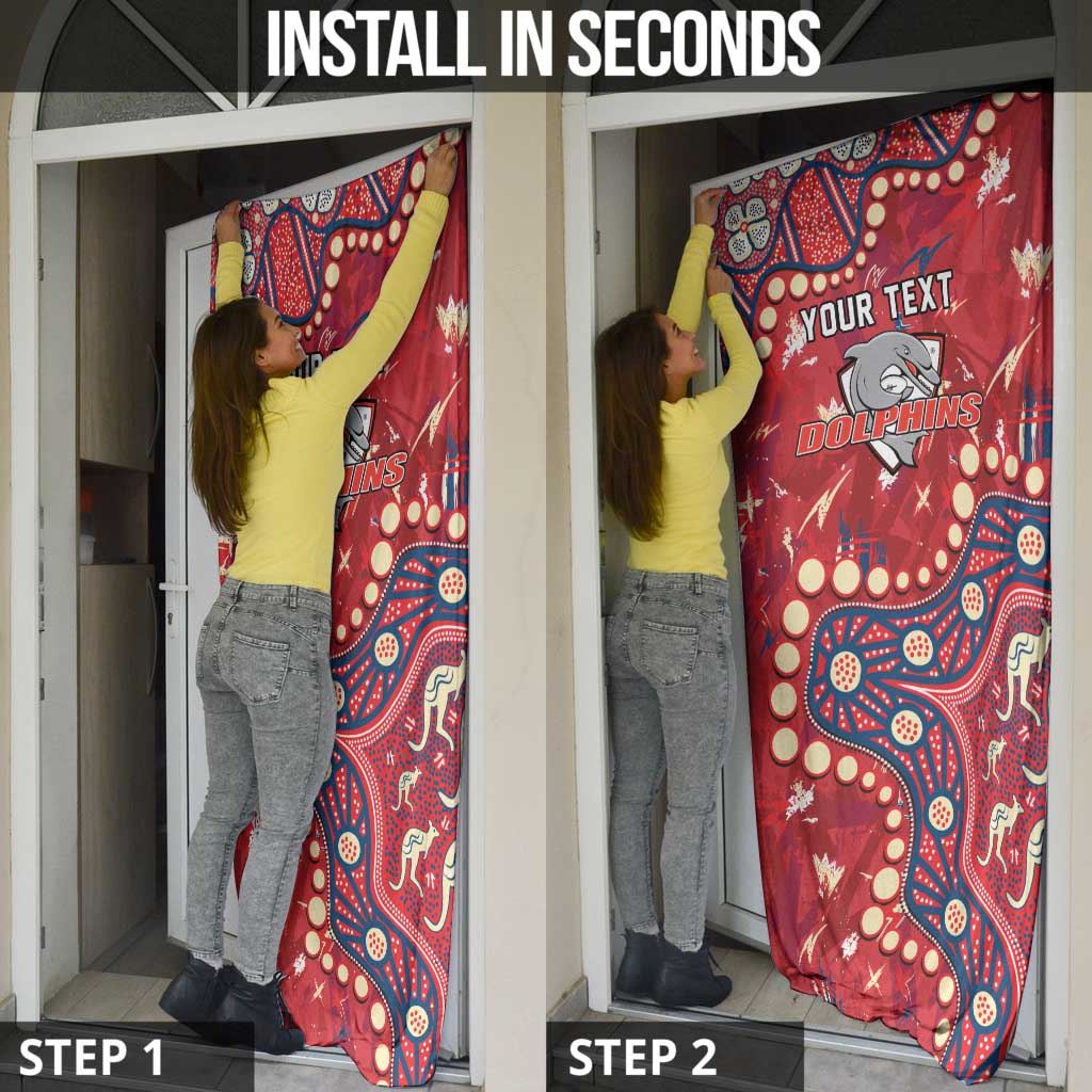 Personalized Dolphins Rugby Door Cover Aboriginal Pattern with Graffiti Style Design