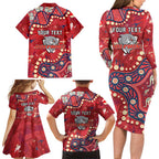Personalized Dolphins Rugby Family Matching Long Sleeve Bodycon Dress and Hawaiian Shirt Aboriginal Pattern with Graffiti Style Design