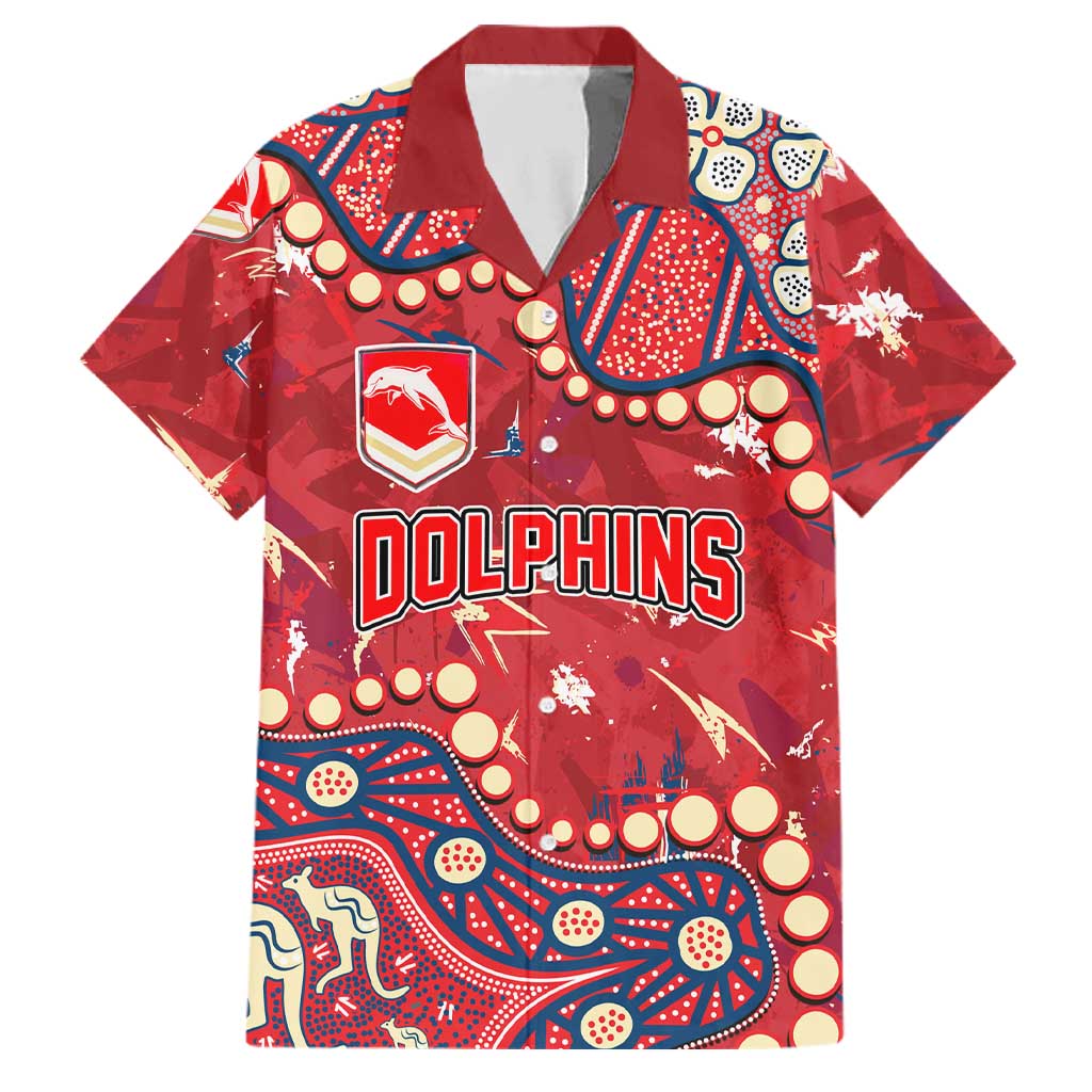 Personalized Dolphins Rugby Family Matching Mermaid Dress and Hawaiian Shirt Aboriginal Pattern with Graffiti Style Design