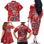 Personalized Dolphins Rugby Family Matching Off The Shoulder Long Sleeve Dress and Hawaiian Shirt Aboriginal Pattern with Graffiti Style Design