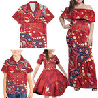 Personalized Dolphins Rugby Family Matching Off Shoulder Maxi Dress and Hawaiian Shirt Aboriginal Pattern with Graffiti Style Design