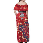 Personalized Dolphins Rugby Family Matching Off Shoulder Maxi Dress and Hawaiian Shirt Aboriginal Pattern with Graffiti Style Design