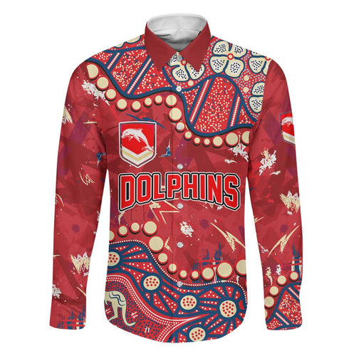 Personalized Dolphins Rugby Family Matching Off Shoulder Short Dress and Hawaiian Shirt Aboriginal Pattern with Graffiti Style Design