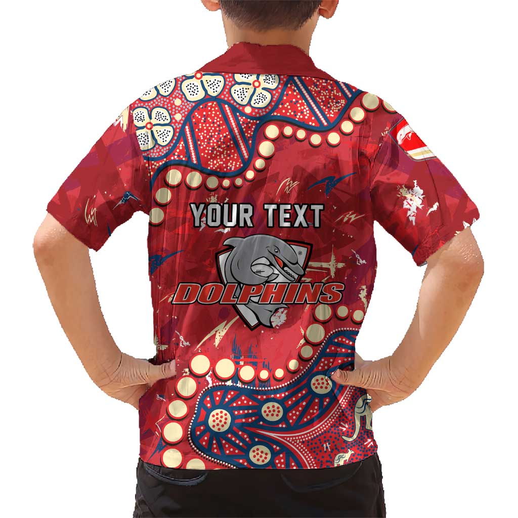 Personalized Dolphins Rugby Family Matching Puletasi and Hawaiian Shirt Aboriginal Pattern with Graffiti Style Design