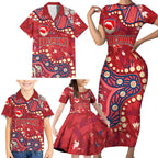 Personalized Dolphins Rugby Family Matching Short Sleeve Bodycon Dress and Hawaiian Shirt Aboriginal Pattern with Graffiti Style Design