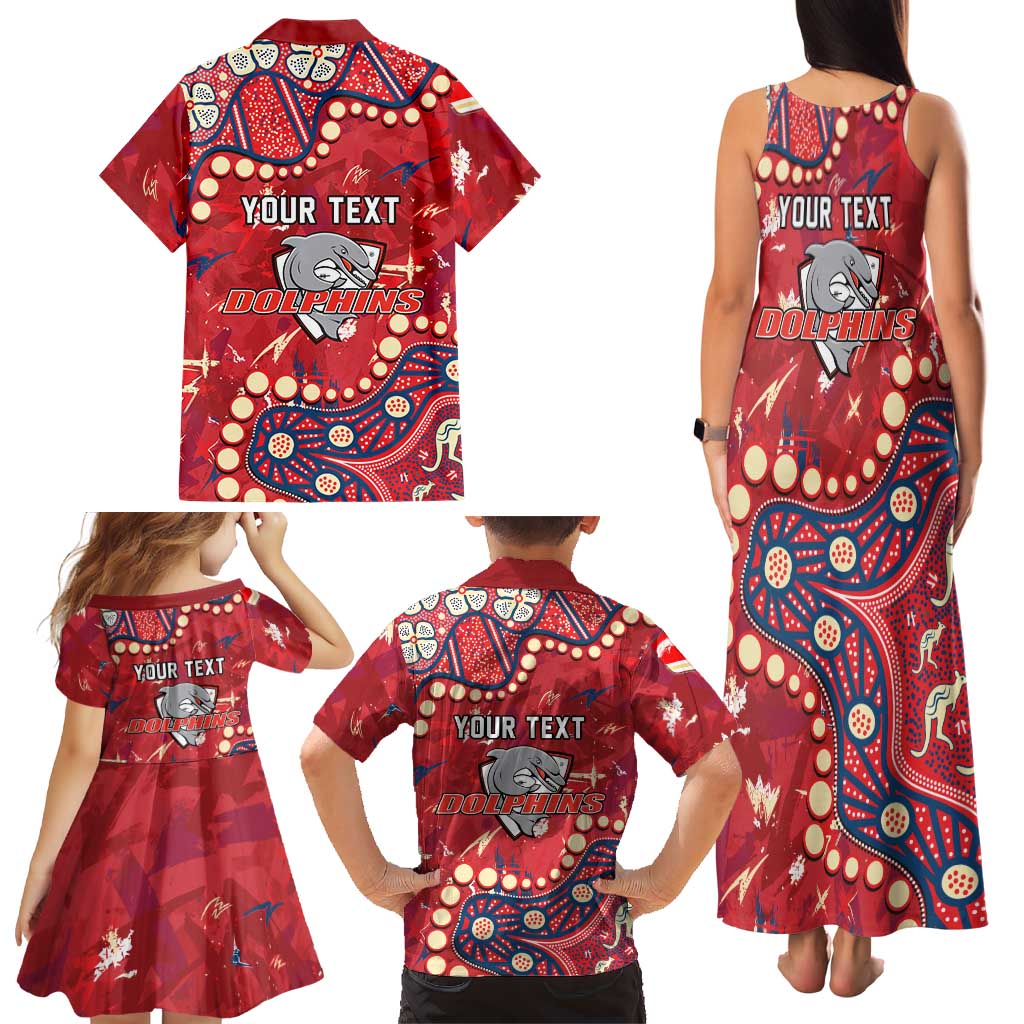Personalized Dolphins Rugby Family Matching Tank Maxi Dress and Hawaiian Shirt Aboriginal Pattern with Graffiti Style Design