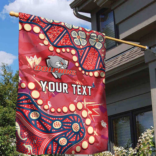 Personalized Dolphins Rugby Garden Flag Aboriginal Pattern with Graffiti Style Design