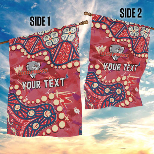 Personalized Dolphins Rugby Garden Flag Aboriginal Pattern with Graffiti Style Design