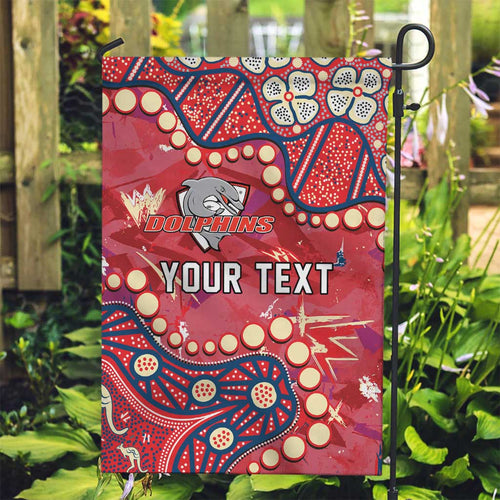 Personalized Dolphins Rugby Garden Flag Aboriginal Pattern with Graffiti Style Design