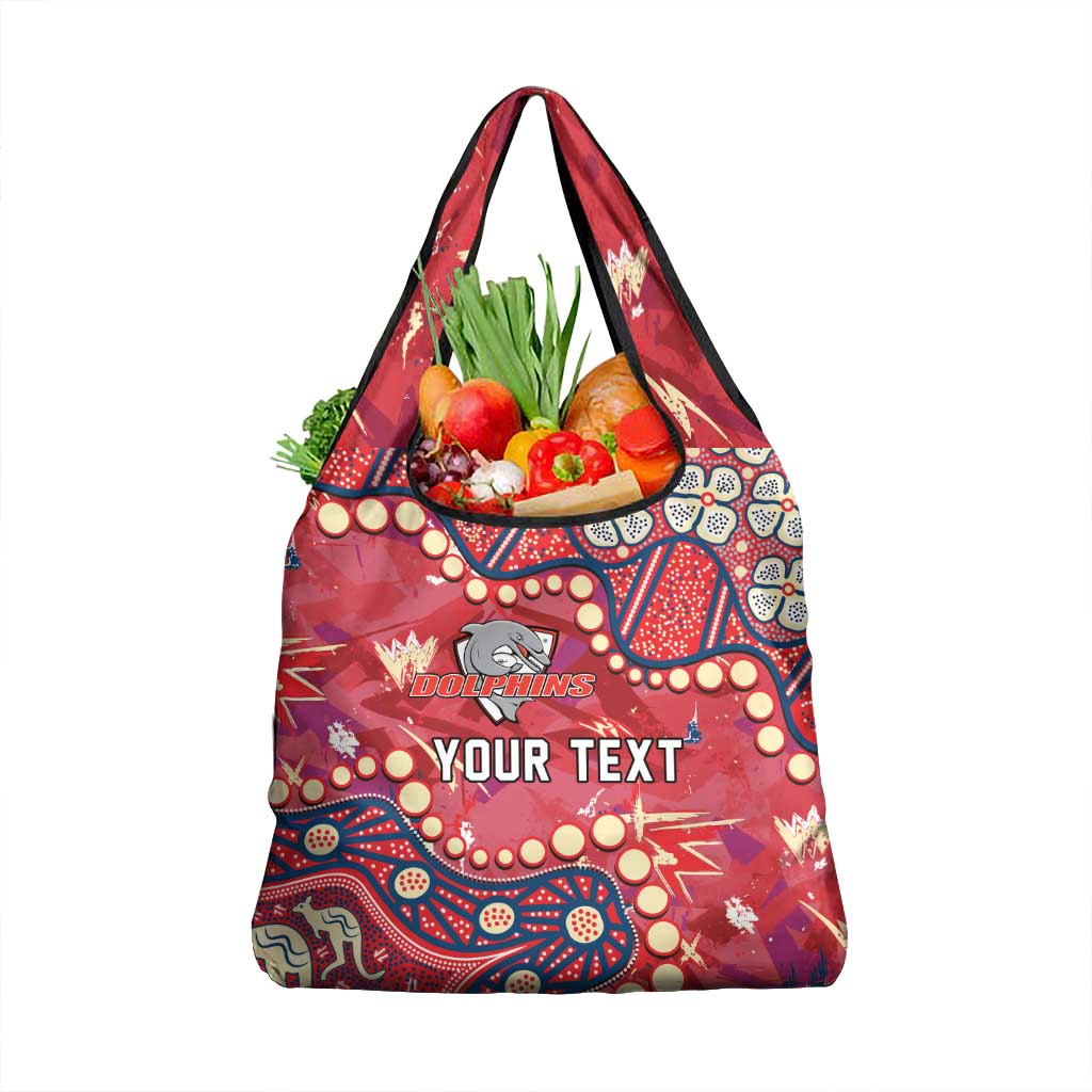 Personalized Dolphins Rugby Grocery Bag Aboriginal Pattern with Graffiti Style Design