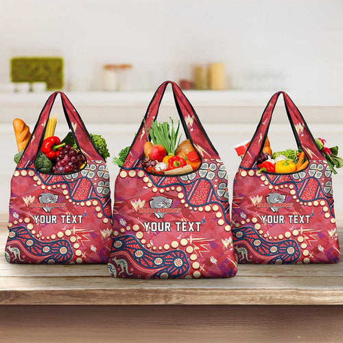 Personalized Dolphins Rugby Grocery Bag Aboriginal Pattern with Graffiti Style Design