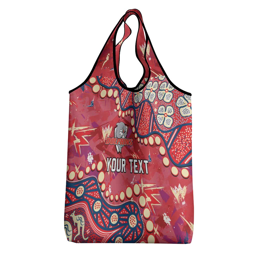 Personalized Dolphins Rugby Grocery Bag Aboriginal Pattern with Graffiti Style Design