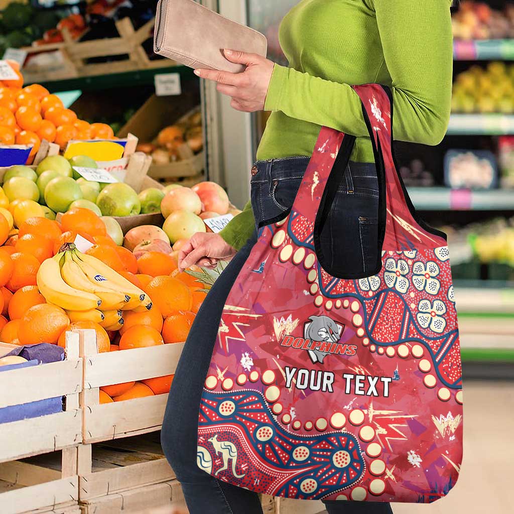 Personalized Dolphins Rugby Grocery Bag Aboriginal Pattern with Graffiti Style Design