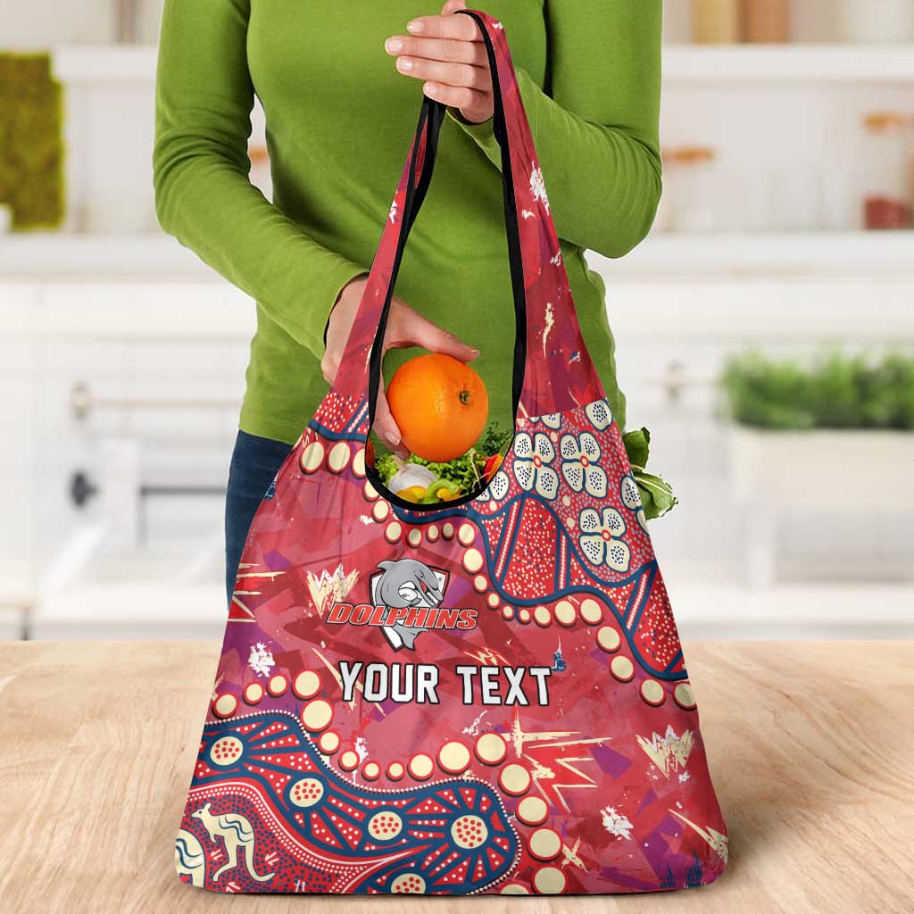 Personalized Dolphins Rugby Grocery Bag Aboriginal Pattern with Graffiti Style Design