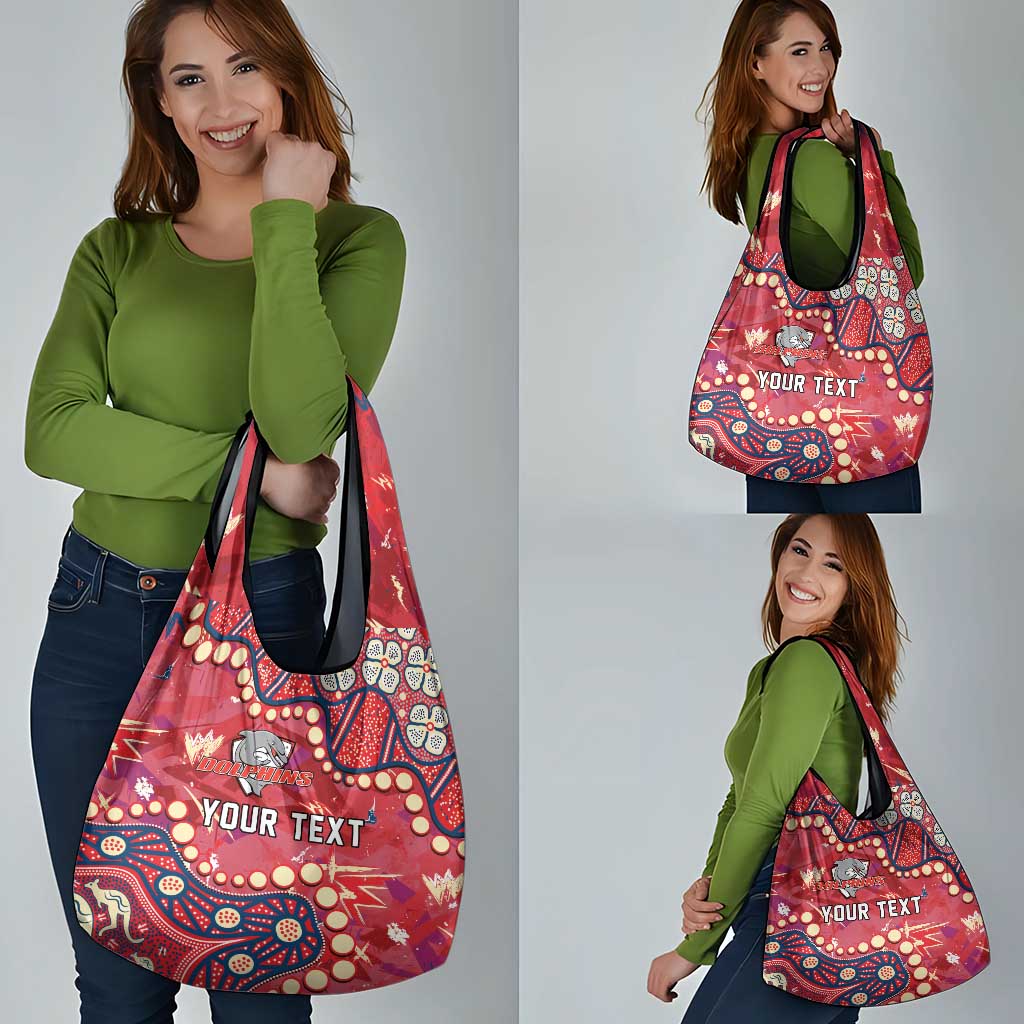 Personalized Dolphins Rugby Grocery Bag Aboriginal Pattern with Graffiti Style Design