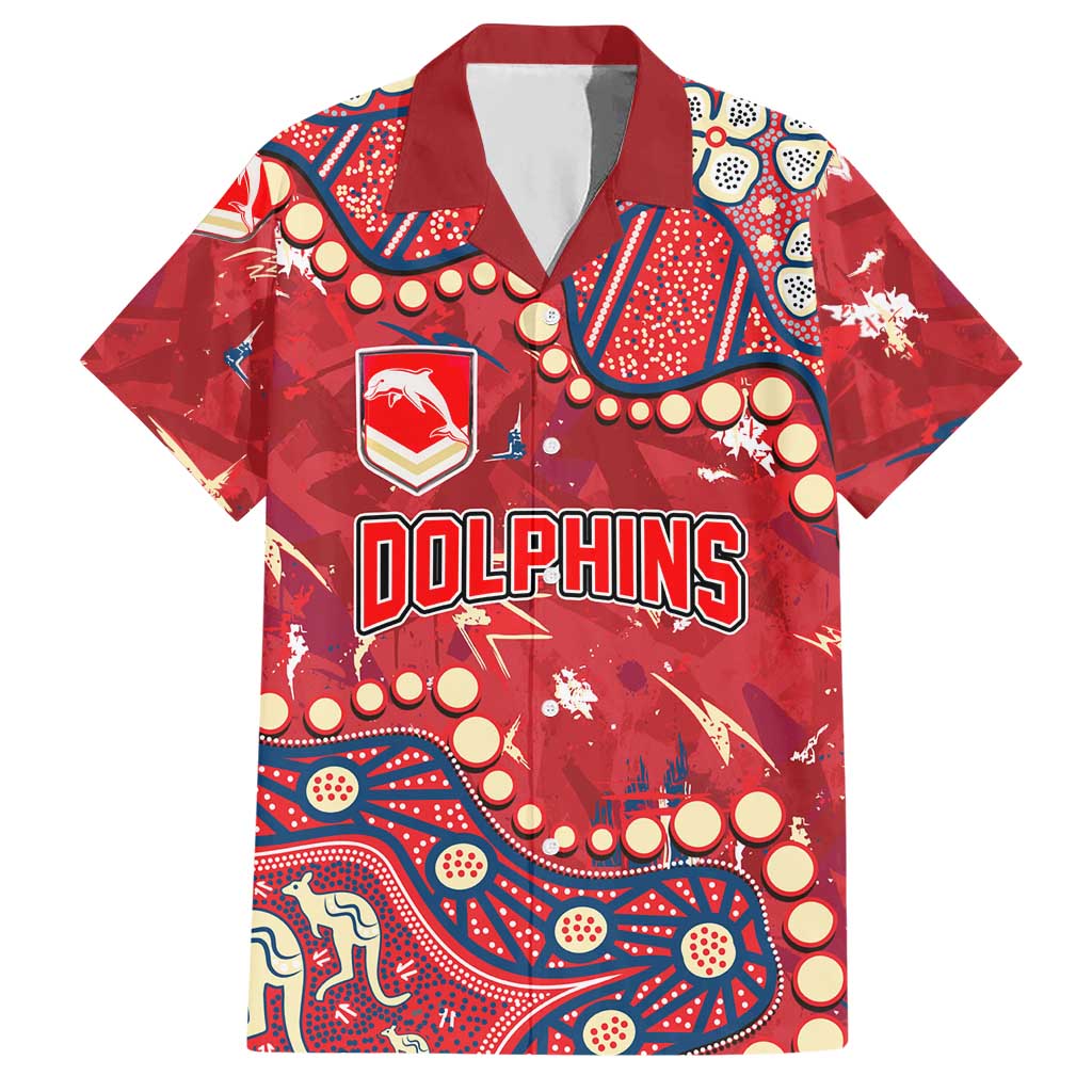 Personalized Dolphins Rugby Hawaiian Shirt Aboriginal Pattern with Graffiti Style Design