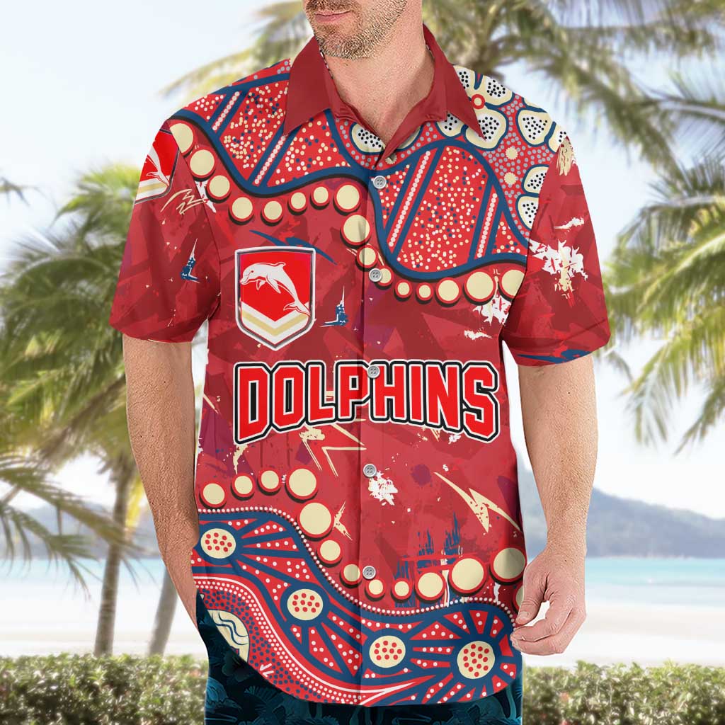 Personalized Dolphins Rugby Hawaiian Shirt Aboriginal Pattern with Graffiti Style Design