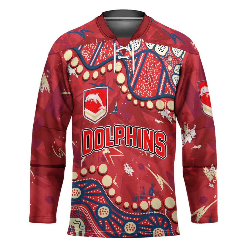 Personalized Dolphins Rugby Hockey Jersey Aboriginal Pattern with Graffiti Style Design