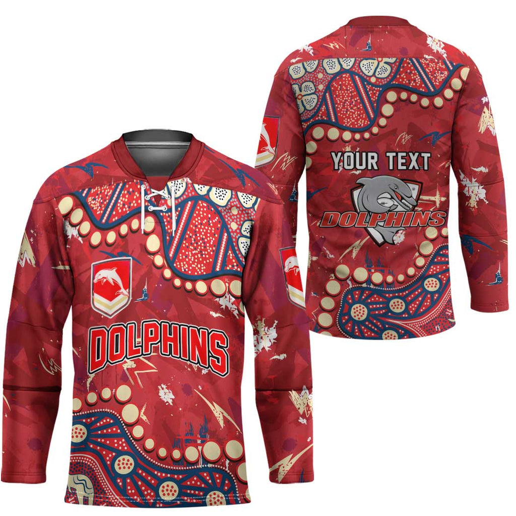 Personalized Dolphins Rugby Hockey Jersey Aboriginal Pattern with Graffiti Style Design
