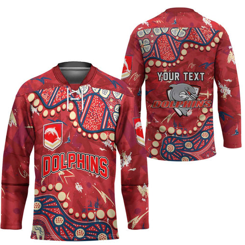 Personalized Dolphins Rugby Hockey Jersey Aboriginal Pattern with Graffiti Style Design