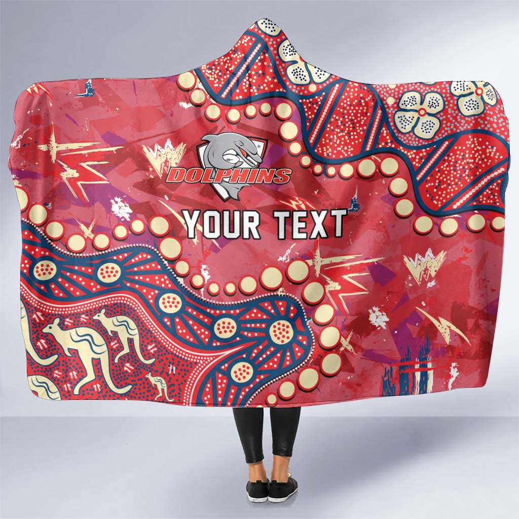 Personalized Dolphins Rugby Hooded Blanket Aboriginal Pattern with Graffiti Style Design