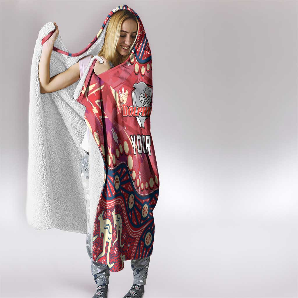 Personalized Dolphins Rugby Hooded Blanket Aboriginal Pattern with Graffiti Style Design