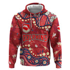 Personalized Dolphins Rugby Hoodie Aboriginal Pattern with Graffiti Style Design