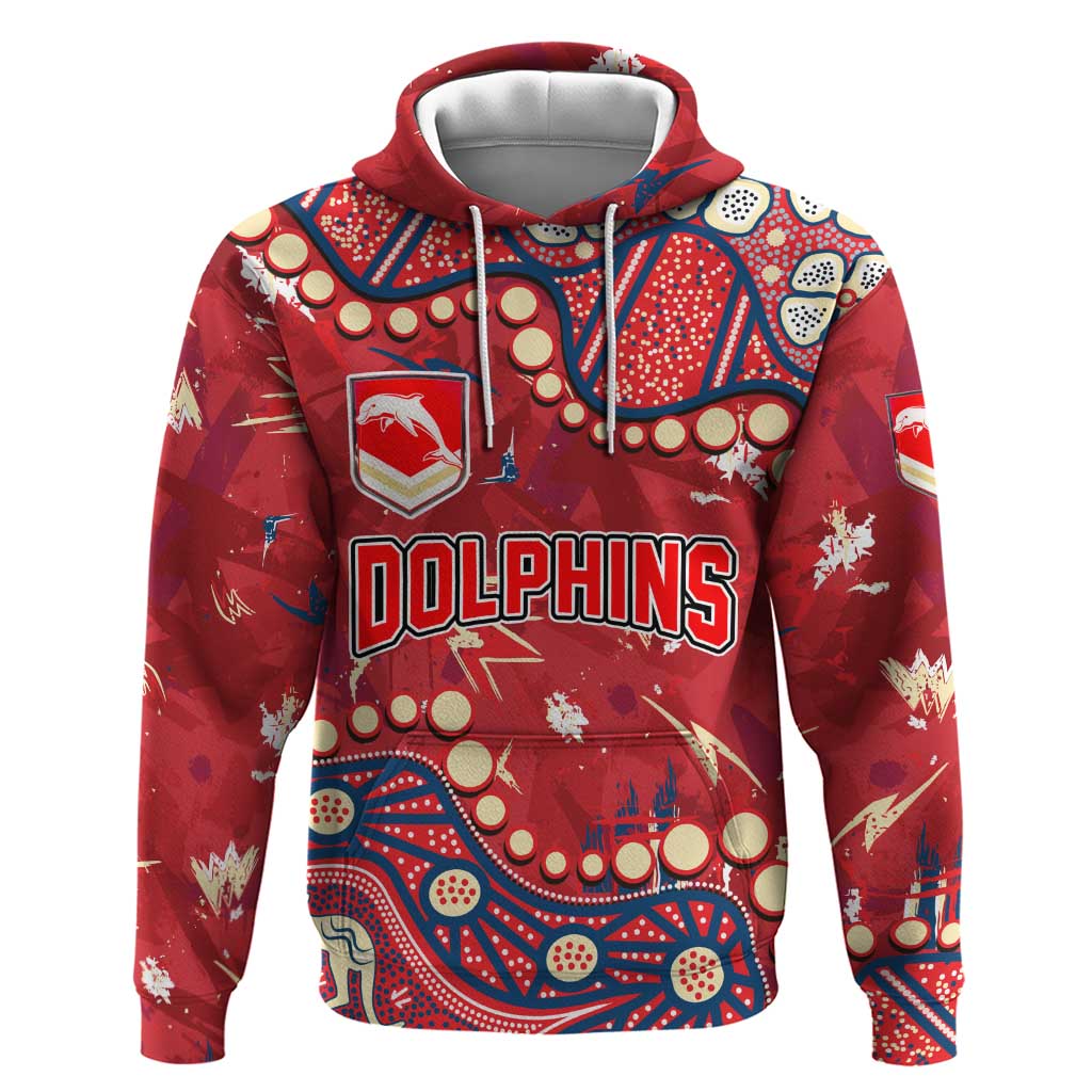 Personalized Dolphins Rugby Hoodie Aboriginal Pattern with Graffiti Style Design