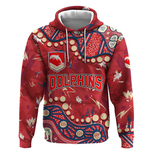 Personalized Dolphins Rugby Hoodie Aboriginal Pattern with Graffiti Style Design