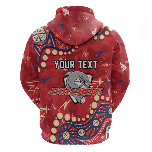Personalized Dolphins Rugby Hoodie Aboriginal Pattern with Graffiti Style Design