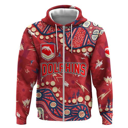 Personalized Dolphins Rugby Hoodie Aboriginal Pattern with Graffiti Style Design