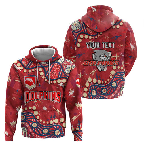 Personalized Dolphins Rugby Hoodie Aboriginal Pattern with Graffiti Style Design