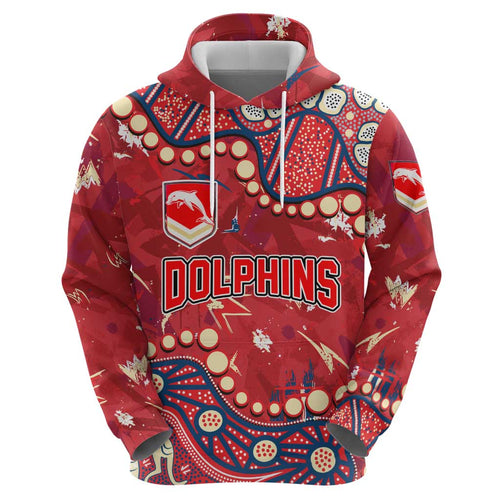 Personalized Dolphins Rugby Hoodie Aboriginal Pattern with Graffiti Style Design