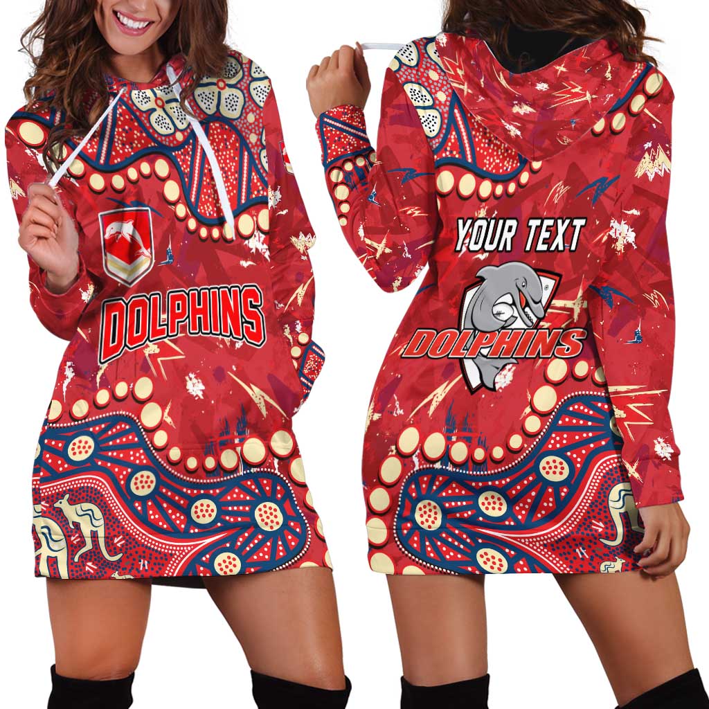 Personalized Dolphins Rugby Hoodie Dress Aboriginal Pattern with Graffiti Style Design