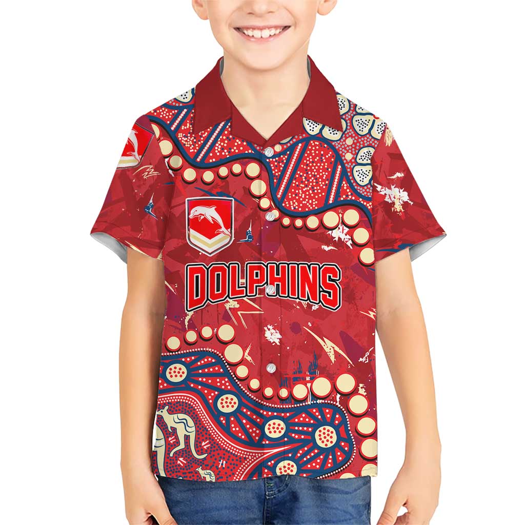 Personalized Dolphins Rugby Kid Hawaiian Shirt Aboriginal Pattern with Graffiti Style Design