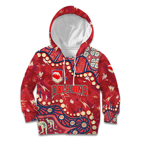 Personalized Dolphins Rugby Kid Hoodie Aboriginal Pattern with Graffiti Style Design