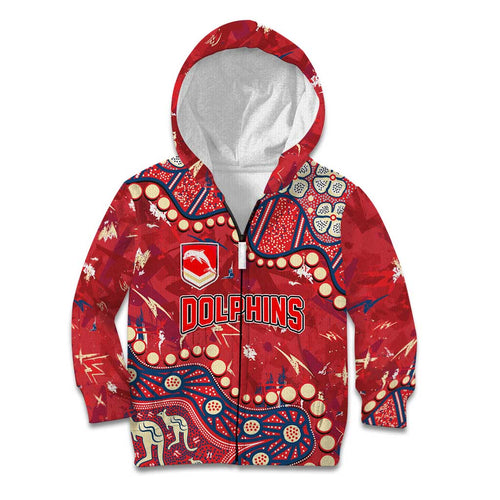 Personalized Dolphins Rugby Kid Hoodie Aboriginal Pattern with Graffiti Style Design