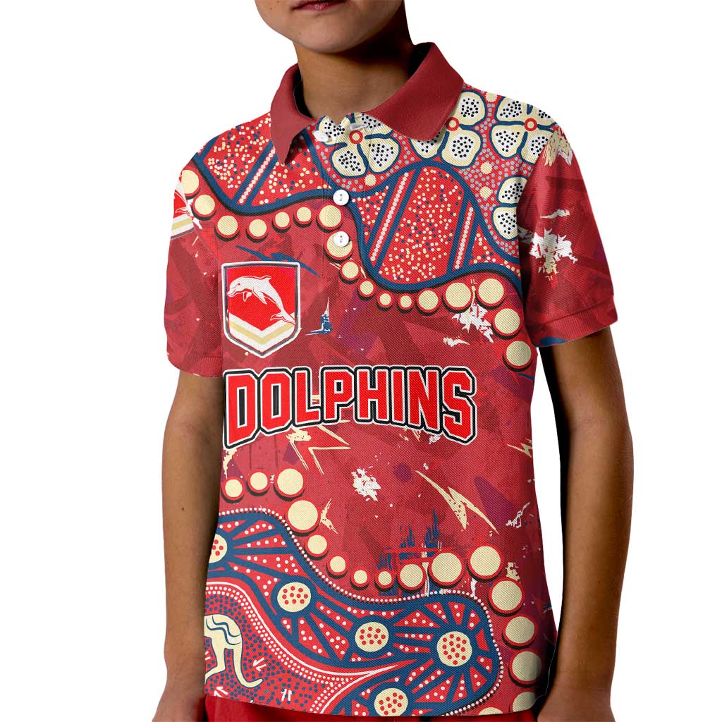 Personalized Dolphins Rugby Kid Polo Shirt Aboriginal Pattern with Graffiti Style Design